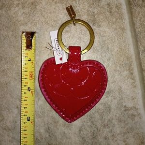 Coach pleather heart keychain